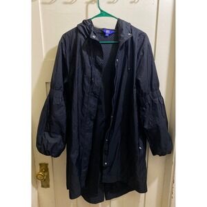 JOY LAB Black Hooded Lightweight Longline Jacket Womens Size M Mesh Lined